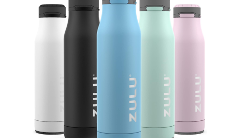 Zulu Ace 24oz Vacuum Insulated Stainless Steel Water Bottle with Chug Spout, Leak-Proof Locking Lid and Removable Base, Metal Reusable Bottle for Sports Gym Travel